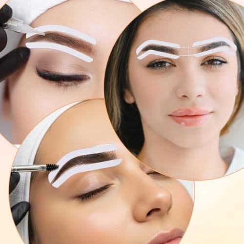 90 Pairs Eyebrow Stencils, 3 Shapes, Self-Adhesive Brow Template Kit