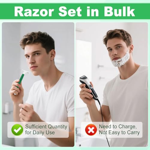 Disposable Razors Bulk, Razors Individually Wrapped Bulk, Travel Razors Bulk With Shaving Cream For Hotels, Shelters, Homeless, Nursing Homes, Charities, Churches, Green (30-PACK)