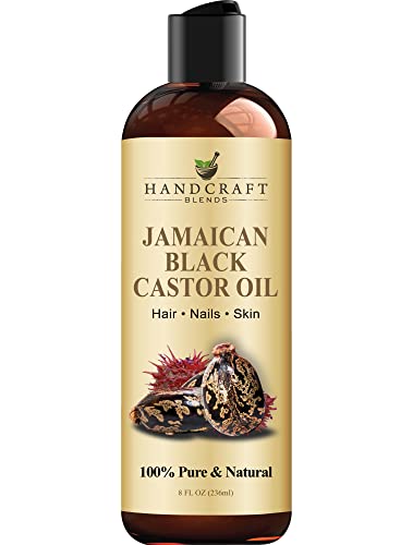 Handcraft Blends Jamaican Black Castor Oil - 8 Fl Oz - 100% Pure and Natural - Premium Grade Oil for Hair Growth, Eyelashes and Eyebrows - Carrier Oil - Hair and Body Oil