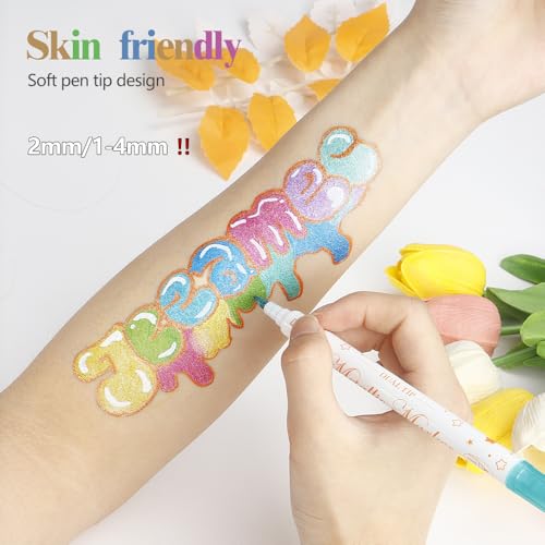 Temporary Tattoo Markers with 81 Stencils - 12 Dual-Tip Pens