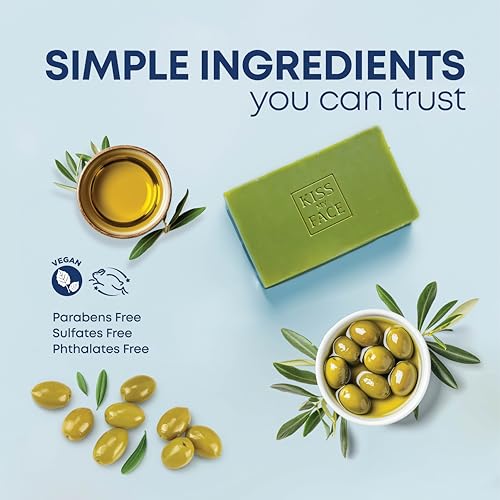 Kiss My Face Olive Oil Fragrance Free Bar Soap,Moisturizing Bar Soap,Cruelty Free Vegan-Soap,Palm Oil-Free,4 Oz -,(Pack of 6)