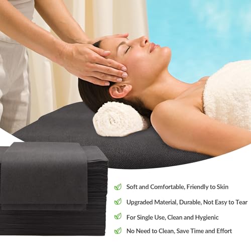 Disposable Massage Table Sheets 100 Pack - 31" x 79" Black Non-Woven Spa Bed Covers