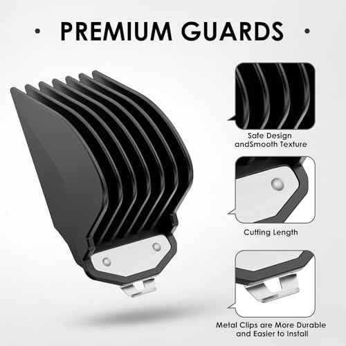 Clipper Guards for Wahl, Hair Clipper Attachments Set 10 12 16 with Metal Clip, 3 Cutting Lengths 1.25 inch/1.5 inch/2 inch, Premium Large Trimmer Combs Fits Most Full Size Wahl Clippers (3PCS, Black)