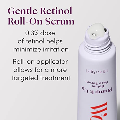 Womaness Plump It Up Retinol Serum - Roll-On Hyaluronic Acid Hydrating Serum, Collagen Boosting Retinol Fine Lines and Wrinkles Treatment + Smoothing Ceramide NG Anti Aging Skin Care Serum (30ml)