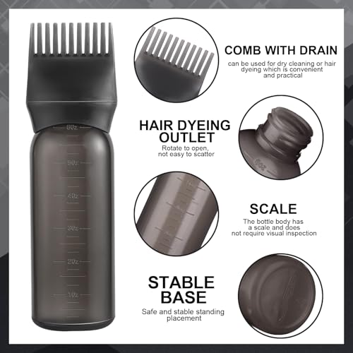 Hair Dye & Oil Applicator Bottle with Dual Caps - Black, 1 Pack - Reusable & Precise