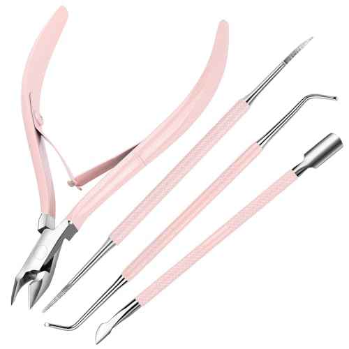 FANDAMEI Cuticle Kit, 4 PCS Nail Care Kit, Cuticle Trimmer, Cuticle Nippers, Ingrown Toenail Removal Kit, Cuticle Clippers, Cuticle Pusher, Nail Cuticle Trimmer, Manicure and Pedicure Kit, Nail Tools