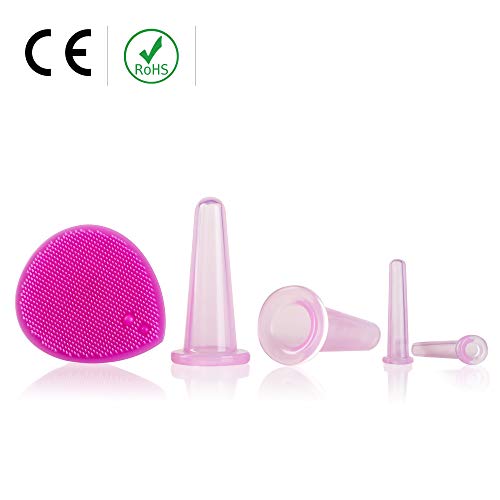 Face Cupping Set - 5 Silicone Cups for Anti-Aging Facial Massage