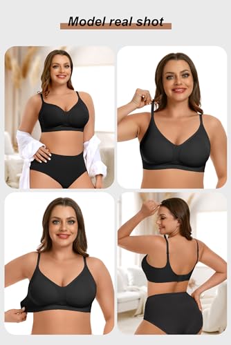 Vertvie Womens Seamless Bra No Underwire Comfort Push Up Bras Buttery Soft Wireless Bralette Full Coverage Sport Everyday Bra(Black,Small)