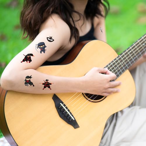 460 Pieces Ninja Temporary Tattoos Stickers Fake Body Art for Ninja Themed Birthday Party Supplies Favors Decorations Ninja Tattoos Stickers for Cosplay Festival School Classroom Rewards Gifts Idea