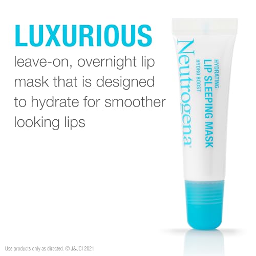 Neutrogena Hydro Boost Hydrating Lip Sleeping Mask with Hyaluronic Acid,Clear Overnight and Daily Moisturizing Treatment for Very Dry Lips,Fragrance Free Squeeze Tube Lip Balm,0.35 oz,(Pack of 2)