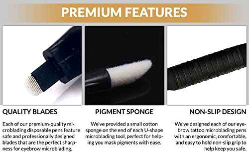 M Mellie's Signature Microblading Eyebrow Pen (Pack of 10) - Disposable Microblading Pen with Sterilized Blade, Comfortable Rubber Grip and Pigment Sponge for Flawless Bro (U18 NANO .15mm, Pink)