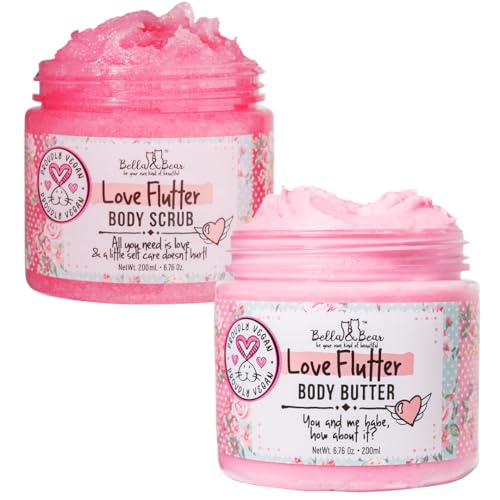 Bella and Bear Love Flutter Gift Set | Body Scrub | Body Butter | Gift for Her