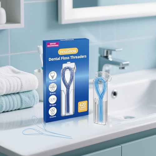 Floss Threaders | 420Count Dental Floss Threaders for Braces,Bridges,and Implants with Portable Travel Case | (6 Pack)