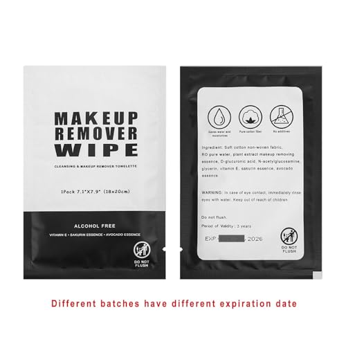 Gisdo 50 Pcs Makeup Remover Wipes - Individually Wrapped Cleansing Pads