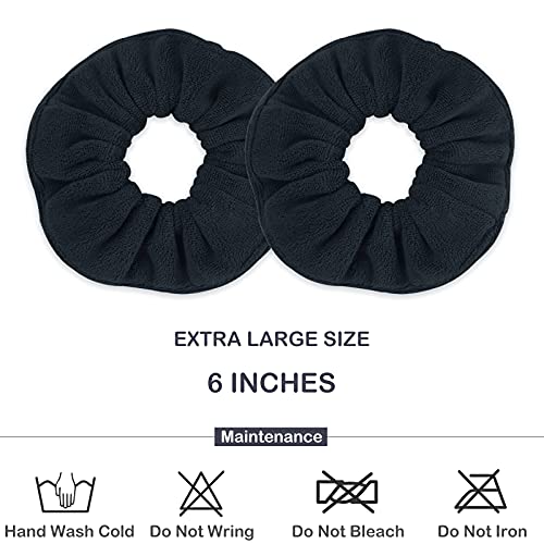 IVARYSS Super Towel Scrunchies for Drying Hair, Absorbent and Soft Microfiber for Frizz Free, Large Thick Ponytail Holder Wet Hair Accessories for Women and Girls, 4 PCS (Black)