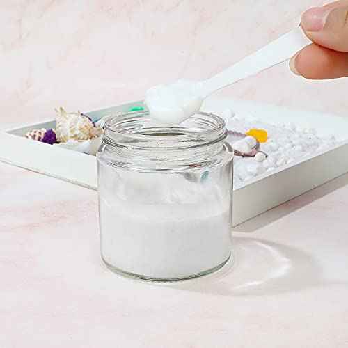 4 oz Clear Round Glass Jars, Pack of 2 with Black Lids, Cosmetics Containers for Face Cream Lotion, Powder, Candle, Spice, Body Butter