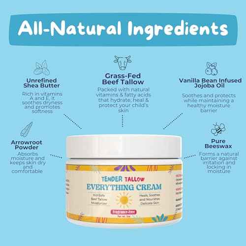 100% Grass Fed Beef Tallow Cream for Babies and Kids - All-Natural, Moisturizing Healing Lotion - Hypoallergenic, 2oz (2 oz., Fragrance-Free)