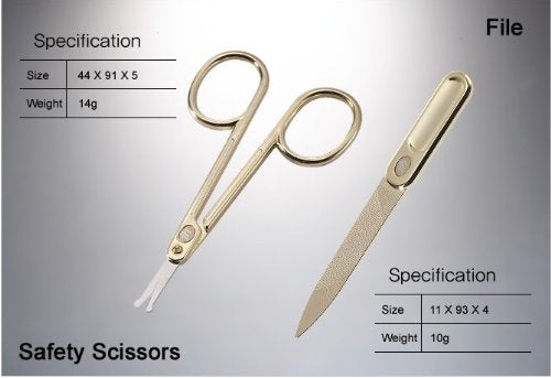 Korean Nail Clippers! World No. 1. Three Seven (777) Travel Manicure Grooming Kit Nail Clipper Set Made in Korea, Since 1975. (16000SVG), Gold