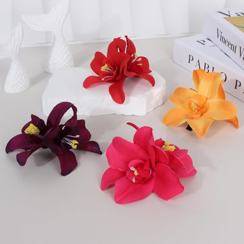 8-Piece Hawaiian Flower Hair Clips Set for Women