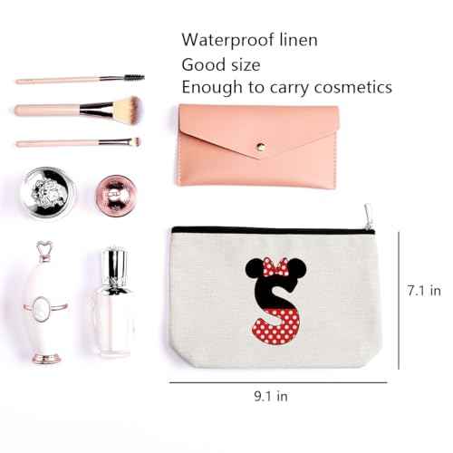 Cute Cartoon Mouse Gifts Initial A-Z Personalized Makeup Bag Monogrammed Cosmetic Bags Magic Mouse Stuff Funny Mouse Themed Gifts Mouse Lover Gifts Wizard Gifts Birthday Gifts for Women Girls (S)