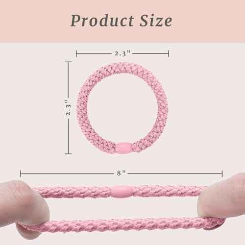 30 Pcs Hair Ties No Damage for Women Girls, High Elastic Braided Hair Ties for Thick Hair, Soft Ponytail Holders, No Crease Hair Bands for Curly Thin Hair Scrunchies (Pink Colors)