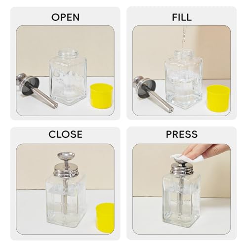6oz Glass Pump Dispenser Bottle with Push-Down Metal Cover