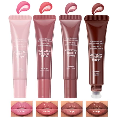 4-Color Tinted Lip Gloss Set with Hydrating Serum
