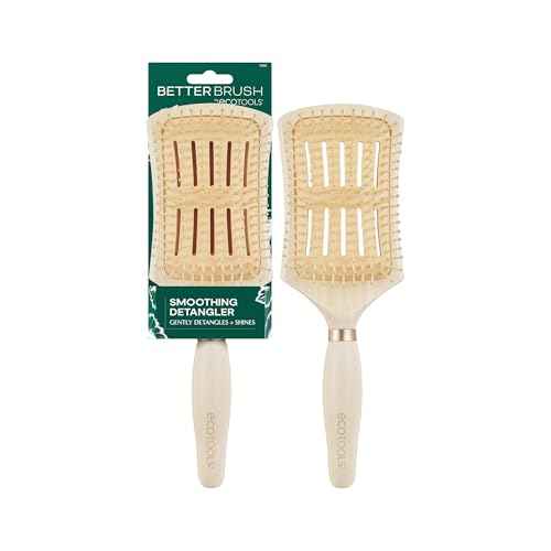 EcoTools Smoothing Detangler Hairbrush, Brush For Wet Or Dry Hair, Pain-Free Detangling, Style & Smooth Hair, Heat Resistant Brush, Renewable Bamboo & Flexible Bristles, Vegan & Cruelty-Free, 1 Count