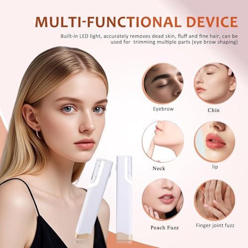 Sonic Dermaplane Razor for Women - Facial Hair Remover & Exfoliator with LED Light