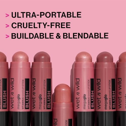 wet n wild Mega Glo Makeup Stick, Buildable Color, Versatile Use, Cruelty-Free & Vegan - Dusty Pink