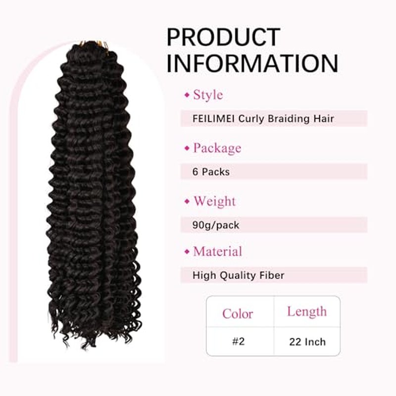 Deep Wave Crochet Hair Extensions 22 Inch Synthetic Braiding Hair