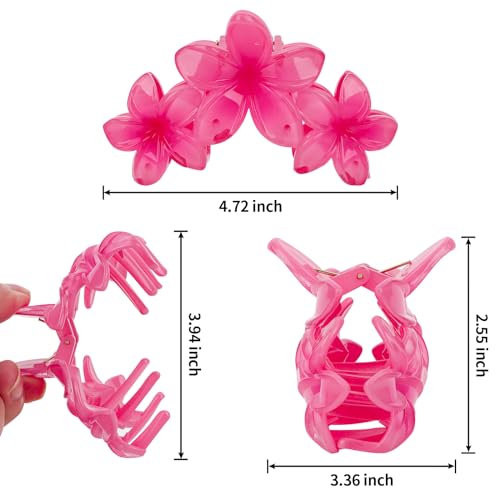 Amariver Flower Hair Claw Clips - 4PCS Glossy Hawaiian Clips for Thick and Thin Hair, Non-Slip Strong Hold Hair Accessories for Women and Girls