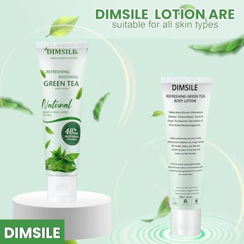 Dimsile 50 Pack Green Tea Travel Size Body Lotion 1 Oz Dry Skin Moisturizer with Flip Cap for Extra Dry Skin, for Inns and Hotels, Airlines, Offices, Gyms and More