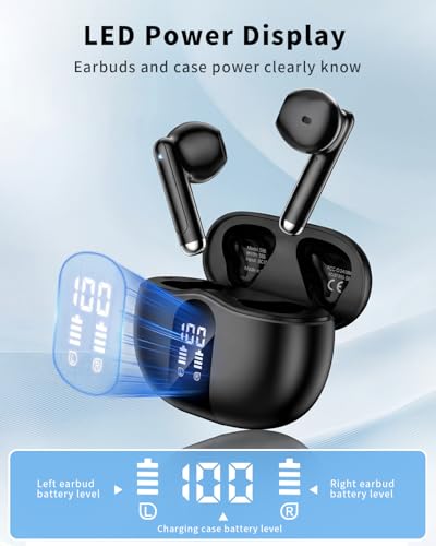 XIAOWTEK Wireless Earbuds with Noise Cancelling Mic - 50H Playtime, Bluetooth 5.4, IP7 Waterproof