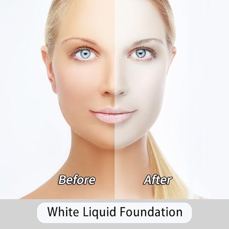 Go Ho White Liquid Foundation,Full Coverage White Foundation Color Corrector Demi Matte Finish for Goth Clown Vampire Skeleton Makeup,Daily,Cosplay,Halloween Makeup for Costume & Stage