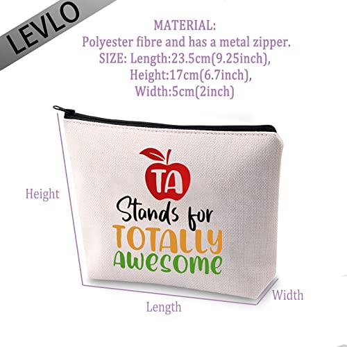 LEVLO Teacher Assistants Gifts TA Stands For Totally Awesome Makeup Bags End Of Term Gift TA Bags (TA Stands For Totally Awesome)