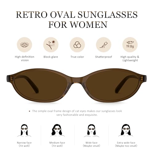 Retro Oval Cat Eye Sunglasses for Women UV400