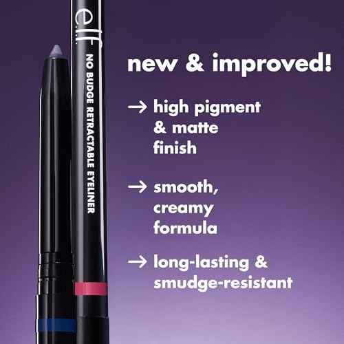 e.l.f. No Budge Retractable Eyeliner, Creamy, Ultra-Pigmented & Waterproof, Creates Bold & Defined Lines, Vegan & Cruelty-Free, Black