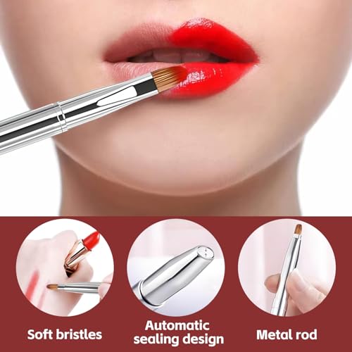 Silver Dual-Ended Retractable Lip Brush with Protective Cap