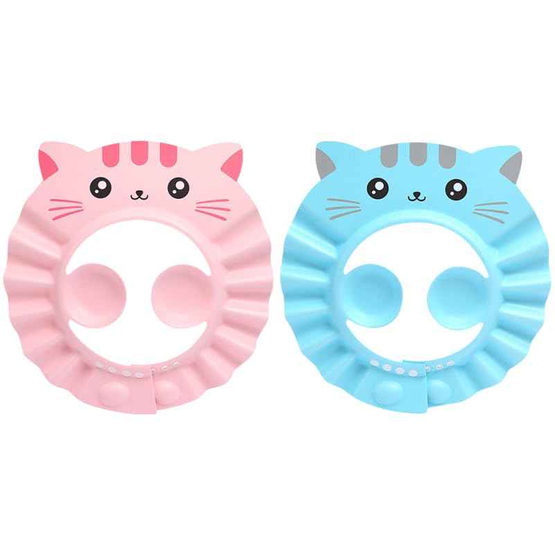 Totority Waterproof Baby Bath Cap with Adjustable Ear Cover 2 Pack Infant Shower Hat for Toddler Shampoo Protection and Comfortable Bathing