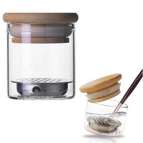 Nail Art Brushes Washing Cup, Nail Glitter Removal Cup, Monomer Holder, Nail Art Acrylic Liquid Powder Removal Cup, Nail Brush Cleaner Dappen Dish with Lid, Easy Cleaning Portable Mesh Layered
