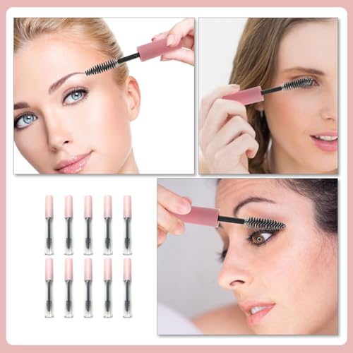 10-Pack Pink Empty Mascara Tubes 0.17Oz Refillable Eyelash Cream Containers Lightweight Transparent Makeup Bottles for Travel and Daily Use