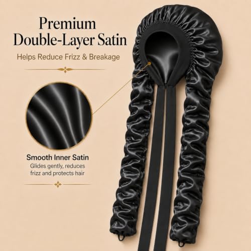Kemispary XL Long Satin Bonnet for Braids & Dreadlocks