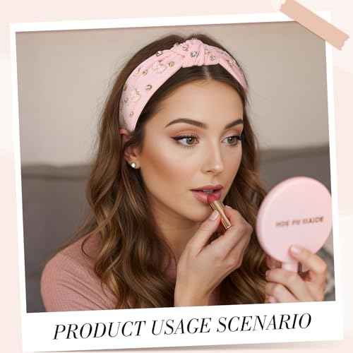 obeoby Bow Headbands for Women, Pink Knotted Teacher Headband Non Slip Wide Hairband Stocking Stuffers for Women Girls