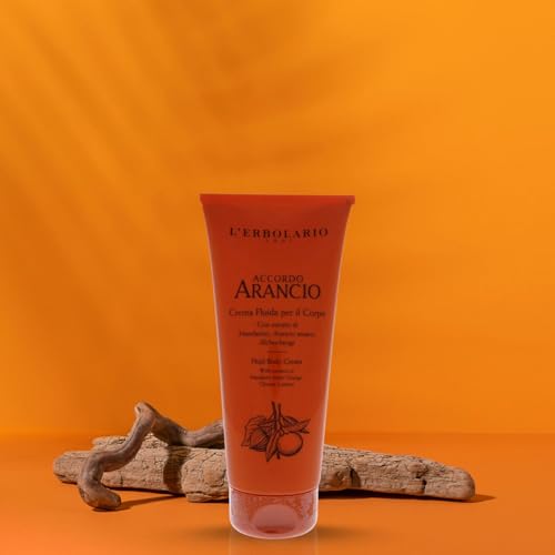 L'Erbolario Fluid Body Cream - Hydrating Body Butter for Dry Skin with Sunflower Oil - Skin Care for Elasticity, Firmness - Accordo Arancio - 6.7 oz