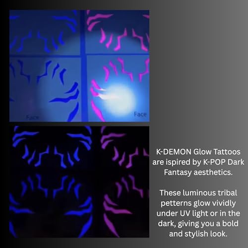 UV Blacklight Activated Purple Ombre Temporary Tattoos