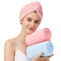 Mandydov 100% Cotton Hair Towel Wraps - 2 Pack Super Absorbent