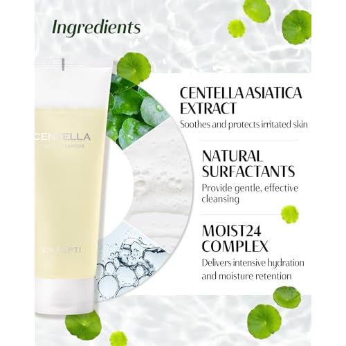 DR.PEPTI Centella Pure Gel Cleanser - Korean Face Wash Gentle Daily Cleanser for Sensitive Dry Skin with Salicylic Acid BHA Peptides - pH Balanced Gel to Bubble Wash, 6.76 fl.oz.