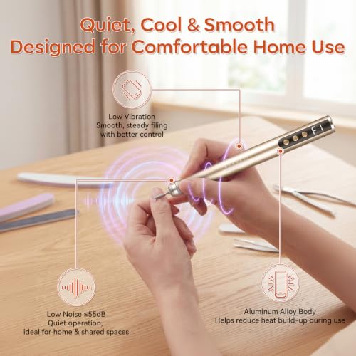 Makartt Gold Cordless Nail Drill for Beginners 25000RPM Slim E-File Kit