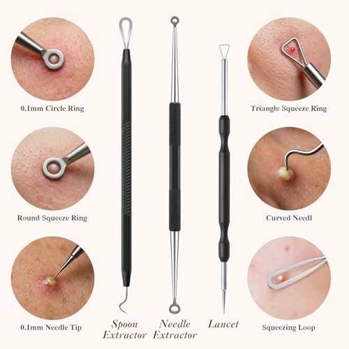 ZASZO 6-Piece Stainless Steel Pimple Extractor Tool Kit